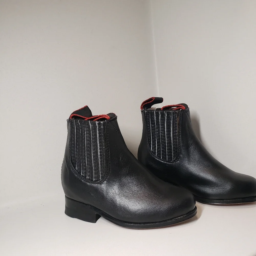 Boys Size 4.5 Boots Charro Boot Black 100% Leather Mariachi Western Diegos Boots